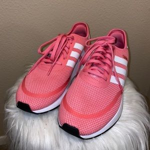 Hot pink Adidas running shoes